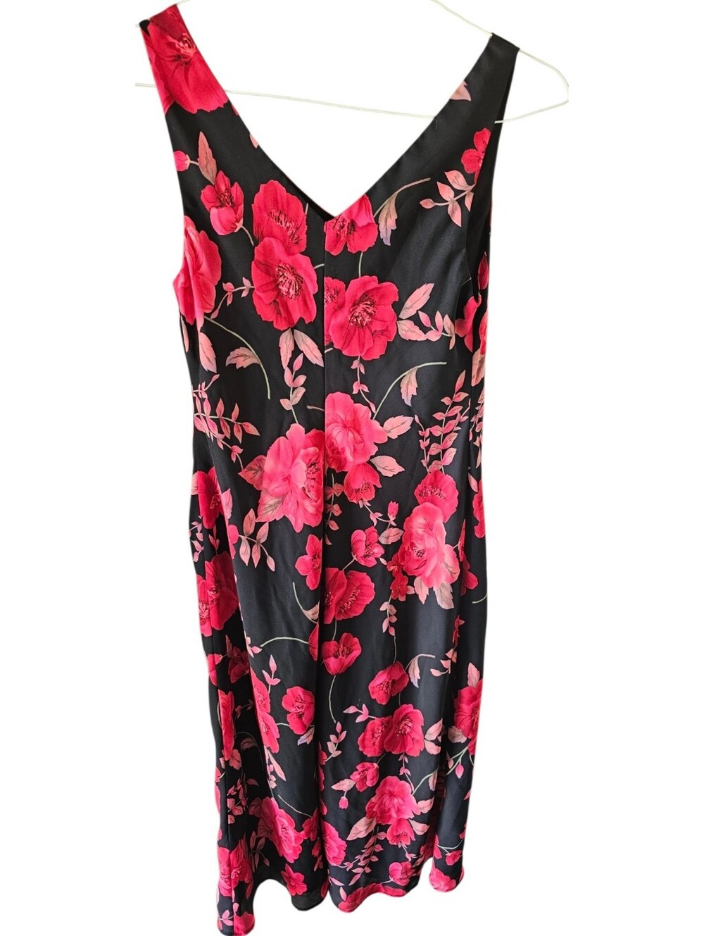 90s SL Fashions Vintage Black Red Floral Maxi Dress Size 10